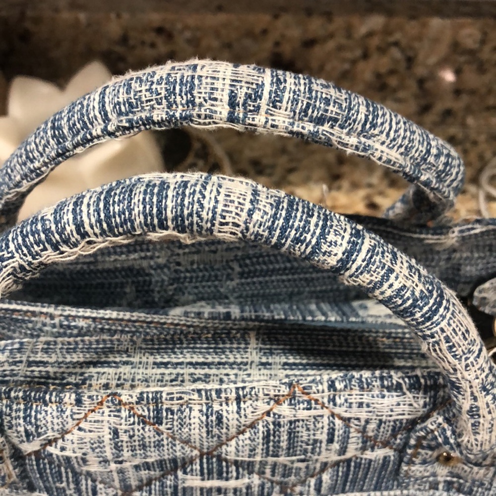 Stylish Denim Blue Quilt Satchel Bag - Picture 3 of 7